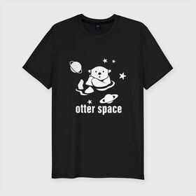 Мужская футболка хлопок Slim с принтом Otter Space в Петрозаводске, 92% хлопок, 8% лайкра | приталенный силуэт, круглый вырез ворота, длина до линии бедра, короткий рукав | alien | earth | express | futurama | galaxy | moon | nasa | planet | space | star | ufo | world | астронавт | вселенная | гагарин | галактика | звезда | звезды | земля | инопл | космонавт | космос | луна | мир | наса | небо | нло | планета