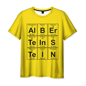 Мужская футболка 3D с принтом Альберт Эйнштейн в Петрозаводске, 100% полиэфир | прямой крой, круглый вырез горловины, длина до линии бедер | albert | chemistry | einstein | math | mendeleev | phisics | science | table | альберт | математика | менделеева | наука | таблица | физика | химия | эйнштейн