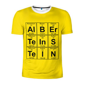 Мужская футболка 3D спортивная с принтом Альберт Эйнштейн в Петрозаводске, 100% полиэстер с улучшенными характеристиками | приталенный силуэт, круглая горловина, широкие плечи, сужается к линии бедра | albert | chemistry | einstein | math | mendeleev | phisics | science | table | альберт | математика | менделеева | наука | таблица | физика | химия | эйнштейн