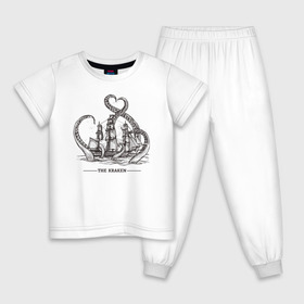 Детская пижама хлопок с принтом Кракен в Петрозаводске, 100% хлопок |  брюки и футболка прямого кроя, без карманов, на брюках мягкая резинка на поясе и по низу штанин
 | Тематика изображения на принте: корабль | кракен | монстр | море | осьминог