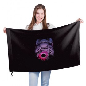 Флаг 3D с принтом Карманная вселенная в Петрозаводске, 100% полиэстер | плотность ткани — 95 г/м2, размер — 67 х 109 см. Принт наносится с одной стороны | астронавт | вселенная | галактика | звезда | космонавт | космос | свет | скафандр | солнце | стекло | тени | черная дыра