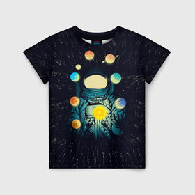 Детская футболка 3D с принтом Космический жонглер в Петрозаводске, 100% гипоаллергенный полиэфир | прямой крой, круглый вырез горловины, длина до линии бедер, чуть спущенное плечо, ткань немного тянется | Тематика изображения на принте: астронавт | венера | вселенная | галактика | звезда | земля | космонавт | космос | марс | меркурий | планеты | сатурн | свет | скафандр | солнце | стекло | тени | уран | юпитер