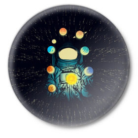 Значок с принтом Космический жонглер в Петрозаводске,  металл | круглая форма, металлическая застежка в виде булавки | астронавт | венера | вселенная | галактика | звезда | земля | космонавт | космос | марс | меркурий | планеты | сатурн | свет | скафандр | солнце | стекло | тени | уран | юпитер