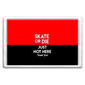 Магнит 45*70 с принтом SKATE OR DIE в Петрозаводске, Пластик | Размер: 78*52 мм; Размер печати: 70*45 | skate | sport | гонка | скейт | скейтер | спорт | спортивный | череп