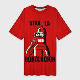 Платье-футболка 3D с принтом Роболюция в Петрозаводске,  |  | all | bender | doctor | futurama | humans | kill | mult | robot | simpsons | space | trust | zoidberg | бендер | зойдберг | космос | мульт | мультик | мультфильм | робот | симпсоны | футурама