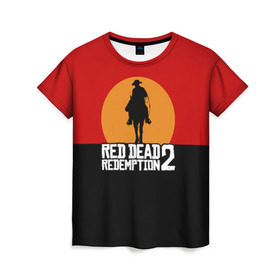 Женская футболка 3D с принтом Red Dead Redemption 2 в Петрозаводске, 100% полиэфир ( синтетическое хлопкоподобное полотно) | прямой крой, круглый вырез горловины, длина до линии бедер | game | rdr2 | red dead redemption 2 | rockstar studios | игры