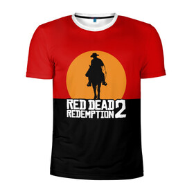 Мужская футболка 3D спортивная с принтом Red Dead Redemption 2 в Петрозаводске, 100% полиэстер с улучшенными характеристиками | приталенный силуэт, круглая горловина, широкие плечи, сужается к линии бедра | game | rdr2 | red dead redemption 2 | rockstar studios | игры