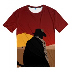 Мужская футболка 3D с принтом Red Dead Redemption 2 в Петрозаводске, 100% полиэфир | прямой крой, круглый вырез горловины, длина до линии бедер | dead | gamer | john | marston | rdr | red | redemption | rockstar | shooter | western | вестерн | джон | марстон | шутер