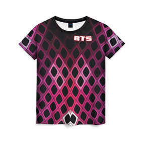 Женская футболка 3D с принтом BTS в Петрозаводске, 100% полиэфир ( синтетическое хлопкоподобное полотно) | прямой крой, круглый вырез горловины, длина до линии бедер | bangtan boys | j hope | jimin | jin | jungkook | k pop | rm | suga | v | кей | поп