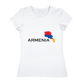 Женская футболка хлопок с принтом Armenia в Петрозаводске, 100% хлопок | прямой крой, круглый вырез горловины, длина до линии бедер, слегка спущенное плечо | 