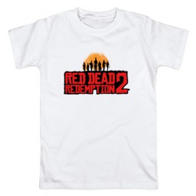 Мужская футболка хлопок с принтом Red Dead Redemption 2 в Петрозаводске, 100% хлопок | прямой крой, круглый вырез горловины, длина до линии бедер, слегка спущенное плечо. | game | rdr2 | red dead redemption 2 | rockstar studios | игры