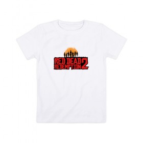 Детская футболка хлопок с принтом Red Dead Redemption 2 в Петрозаводске, 100% хлопок | круглый вырез горловины, полуприлегающий силуэт, длина до линии бедер | game | rdr2 | red dead redemption 2 | rockstar studios | игры