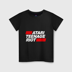 Детская футболка хлопок с принтом Atari Teenage Riot в Петрозаводске, 100% хлопок | круглый вырез горловины, полуприлегающий силуэт, длина до линии бедер | Тематика изображения на принте: atari | atr | digital | hardcore | music | punk | rave | riot | rock | teenage | музыка | панк | рок