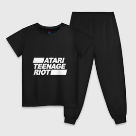 Детская пижама хлопок с принтом Atari Teenage Riot (White) в Петрозаводске, 100% хлопок |  брюки и футболка прямого кроя, без карманов, на брюках мягкая резинка на поясе и по низу штанин
 | Тематика изображения на принте: atari | atr | digital | hardcore | music | punk | rave | riot | rock | teenage | музыка | панк | рок