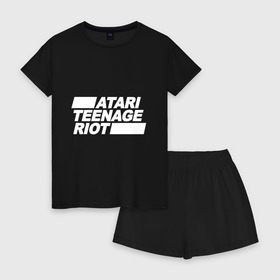 Женская пижама с шортиками хлопок с принтом Atari Teenage Riot (White) в Петрозаводске, 100% хлопок | футболка прямого кроя, шорты свободные с широкой мягкой резинкой | atari | atr | digital | hardcore | music | punk | rave | riot | rock | teenage | музыка | панк | рок