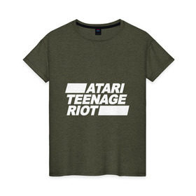 Женская футболка хлопок с принтом Atari Teenage Riot (White) в Петрозаводске, 100% хлопок | прямой крой, круглый вырез горловины, длина до линии бедер, слегка спущенное плечо | Тематика изображения на принте: atari | atr | digital | hardcore | music | punk | rave | riot | rock | teenage | музыка | панк | рок