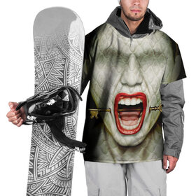 Накидка на куртку 3D с принтом American Horror Story в Петрозаводске, 100% полиэстер |  | ahs | american horror story | hotel | американская история ужасов | губы | ключ | лицо