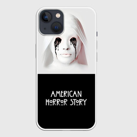 Чехол для iPhone 13 с принтом American Horror Story в Петрозаводске,  |  | ahs | american horror story | американская история ужасов | демон | краска | лицо | макияж | монашка | черные глаза