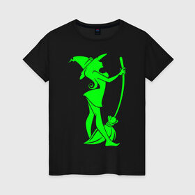 Женская футболка хлопок с принтом Witch Please в Петрозаводске, 100% хлопок | прямой крой, круглый вырез горловины, длина до линии бедер, слегка спущенное плечо | 