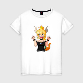 Женская футболка хлопок с принтом Bowsette в Петрозаводске, 100% хлопок | прямой крой, круглый вырез горловины, длина до линии бедер, слегка спущенное плечо | 