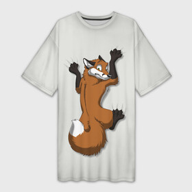 Платье-футболка 3D с принтом Лис Вцепился в Петрозаводске,  |  | cute | fox | foxes | ginger | tail | вцепился | забавная | капаркается | лис | лиса | лисица | лисицы | лисичка | лисички | лисы | милая | рыжая | рыжие | смешная | фыр | хвост | хвосты