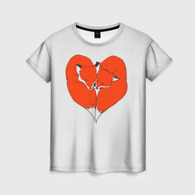 Женская футболка 3D с принтом Fox Love в Петрозаводске, 100% полиэфир ( синтетическое хлопкоподобное полотно) | прямой крой, круглый вырез горловины, длина до линии бедер | cute | fox | foxes | ginger | heart | love | tail | забавная | лис | лиса | лисица | лисицы | лисичка | лисички | лисы | любовь | милая | рыжая | рыжие | сердечко | смешная | фыр | хвост | хвосты