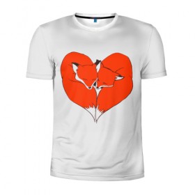 Мужская футболка 3D спортивная с принтом Fox Love в Петрозаводске, 100% полиэстер с улучшенными характеристиками | приталенный силуэт, круглая горловина, широкие плечи, сужается к линии бедра | cute | fox | foxes | ginger | heart | love | tail | забавная | лис | лиса | лисица | лисицы | лисичка | лисички | лисы | любовь | милая | рыжая | рыжие | сердечко | смешная | фыр | хвост | хвосты