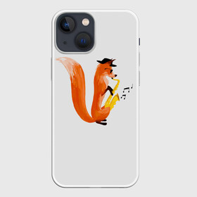 Чехол для iPhone 13 mini с принтом Джаз Лис в Петрозаводске,  |  | cute | fox | foxes | ginger | jazz | tail | trumpet | джаз | джазмен | забавная | лис | лиса | лисица | лисицы | лисичка | лисички | лисы | милая | рыжая | рыжие | саксофон | смешная | труба | фыр | хвост | хвосты