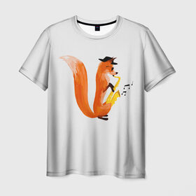 Мужская футболка 3D с принтом Джаз Лис в Петрозаводске, 100% полиэфир | прямой крой, круглый вырез горловины, длина до линии бедер | Тематика изображения на принте: cute | fox | foxes | ginger | jazz | tail | trumpet | джаз | джазмен | забавная | лис | лиса | лисица | лисицы | лисичка | лисички | лисы | милая | рыжая | рыжие | саксофон | смешная | труба | фыр | хвост | хвосты
