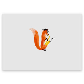 Поздравительная открытка с принтом Джаз Лис в Петрозаводске, 100% бумага | плотность бумаги 280 г/м2, матовая, на обратной стороне линовка и место для марки
 | cute | fox | foxes | ginger | jazz | tail | trumpet | джаз | джазмен | забавная | лис | лиса | лисица | лисицы | лисичка | лисички | лисы | милая | рыжая | рыжие | саксофон | смешная | труба | фыр | хвост | хвосты