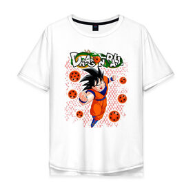 Мужская футболка хлопок Oversize с принтом Dragon Ball Son Goku в Петрозаводске, 100% хлопок | свободный крой, круглый ворот, “спинка” длиннее передней части | 