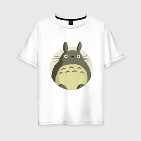 Женская футболка хлопок Oversize с принтом Totoro в Петрозаводске, 100% хлопок | свободный крой, круглый ворот, спущенный рукав, длина до линии бедер
 | forest | friend | ghibli | japan | keeper | nature | neigbor | neighbour | totoro | анимация | аниме | гибли | дерево | друг | животные | лес | любовь | милый | мир | миядзаки | мульт | мультфильм | природа | сосед | тоторо | хранитель