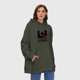 Худи SuperOversize хлопок с принтом Believe in Totoro в Петрозаводске, 70% хлопок, 30% полиэстер, мягкий начес внутри | карман-кенгуру, эластичная резинка на манжетах и по нижней кромке, двухслойный капюшон
 | forest | friend | ghibli | japan | keeper | nature | neigbor | neighbour | totoro | анимация | аниме | гибли | дерево | друг | животные | лес | любовь | милый | мир | миядзаки | мульт | мультфильм | природа | сосед | тоторо | хранитель