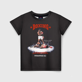 Детская футболка 3D с принтом Мухамед Али в Петрозаводске, 100% гипоаллергенный полиэфир | прямой крой, круглый вырез горловины, длина до линии бедер, чуть спущенное плечо, ткань немного тянется | boxing | muhammad ali | sport | бокс | боксер | легенда | мухамед али | спорт