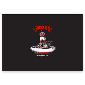 Поздравительная открытка с принтом Мухамед Али в Петрозаводске, 100% бумага | плотность бумаги 280 г/м2, матовая, на обратной стороне линовка и место для марки
 | boxing | muhammad ali | sport | бокс | боксер | легенда | мухамед али | спорт