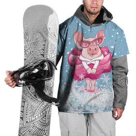 Накидка на куртку 3D с принтом Свинка в розовом в Петрозаводске, 100% полиэстер |  | Тематика изображения на принте: 2019 | год свиньи | милая свинка | новогодний подарок | новый год | новый год 2019 | подарок на новый год | прикольная свинка | свинка в розовом | свинья | символ 2019 года | снег | снежинки