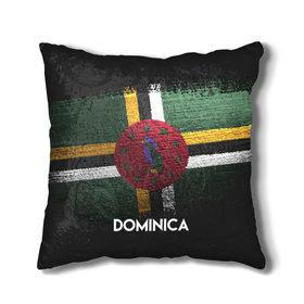 Подушка 3D с принтом DOMINICA(Доминика) в Петрозаводске, наволочка – 100% полиэстер, наполнитель – холлофайбер (легкий наполнитель, не вызывает аллергию). | состоит из подушки и наволочки. Наволочка на молнии, легко снимается для стирки | dominica | urban | город | доминика | мир | путешествие | символика | страны | флаг