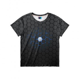 Детская футболка 3D с принтом Гексагон в Петрозаводске, 100% гипоаллергенный полиэфир | прямой крой, круглый вырез горловины, длина до линии бедер, чуть спущенное плечо, ткань немного тянется | hexagon | metal | pattern | steel | гексагон | метал | паттерн | сталь | текстуры | шестиугольник