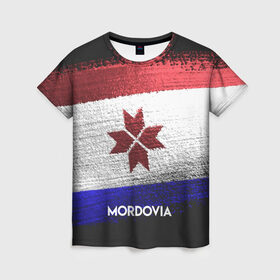 Женская футболка 3D с принтом MORDOVIA(Мордовия) в Петрозаводске, 100% полиэфир ( синтетическое хлопкоподобное полотно) | прямой крой, круглый вырез горловины, длина до линии бедер | urban | город | мир | мордовия | путешествие | символика | страны | флаг