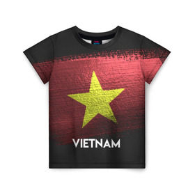Детская футболка 3D с принтом VIETNAM(Вьетнам) в Петрозаводске, 100% гипоаллергенный полиэфир | прямой крой, круглый вырез горловины, длина до линии бедер, чуть спущенное плечо, ткань немного тянется | Тематика изображения на принте: urban | vietnam | город | мир | путешествие | символика | страны | флаг