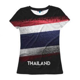 Женская футболка 3D с принтом Тайланд(Thailand) в Петрозаводске, 100% полиэфир ( синтетическое хлопкоподобное полотно) | прямой крой, круглый вырез горловины, длина до линии бедер | thailand | urban | город | мир | путешествие | символика | страны | таиланд | флаг