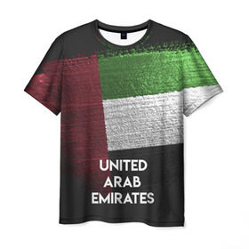 Мужская футболка 3D с принтом Арабские Эмираты в Петрозаводске, 100% полиэфир | прямой крой, круглый вырез горловины, длина до линии бедер | Тематика изображения на принте: urban | город | мир | путешествие | символика | страны | флаг