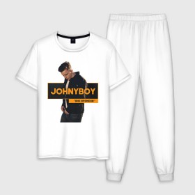 Мужская пижама хлопок с принтом Johnyboy в Петрозаводске, 100% хлопок | брюки и футболка прямого кроя, без карманов, на брюках мягкая резинка на поясе и по низу штанин
 | johnyboy | джонибой | джонни бой