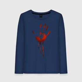 Женский лонгслив хлопок с принтом Отпечаток руки в Петрозаводске, 100% хлопок |  | halloween | костюм на хэллоуин | кровавая рука | кровавый отпечаток | кровь | рисунок кровью | футболка для хэллоуина | хэллоуин