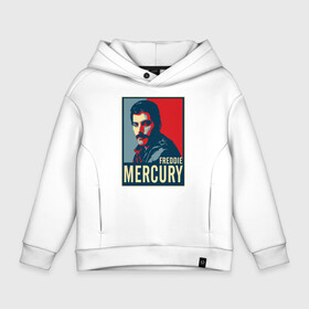 Детское худи Oversize хлопок с принтом Freddie Mercury в Петрозаводске, френч-терри — 70% хлопок, 30% полиэстер. Мягкий теплый начес внутри —100% хлопок | боковые карманы, эластичные манжеты и нижняя кромка, капюшон на магнитной кнопке | Тематика изображения на принте: freddie mercury | queen | фредди меркьюри