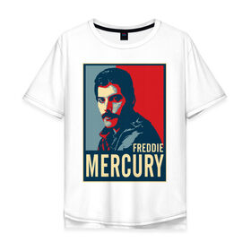 Мужская футболка хлопок Oversize с принтом Freddie Mercury в Петрозаводске, 100% хлопок | свободный крой, круглый ворот, “спинка” длиннее передней части | freddie mercury | queen | фредди меркьюри