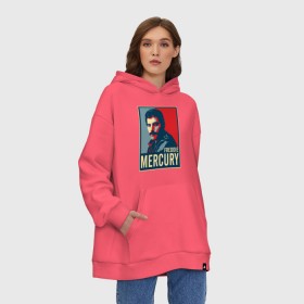 Худи SuperOversize хлопок с принтом Freddie Mercury в Петрозаводске, 70% хлопок, 30% полиэстер, мягкий начес внутри | карман-кенгуру, эластичная резинка на манжетах и по нижней кромке, двухслойный капюшон
 | freddie mercury | queen | фредди меркьюри