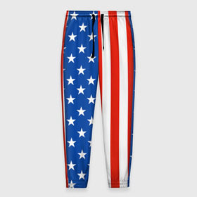 Мужские брюки 3D с принтом Американский Флаг в Петрозаводске, 100% полиэстер | манжеты по низу, эластичный пояс регулируется шнурком, по бокам два кармана без застежек, внутренняя часть кармана из мелкой сетки | америка | вашингтон | звезды | патриот | сша | трамп | триколор