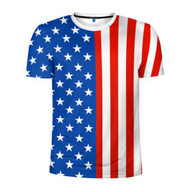 Мужская футболка 3D спортивная с принтом Американский Флаг в Петрозаводске, 100% полиэстер с улучшенными характеристиками | приталенный силуэт, круглая горловина, широкие плечи, сужается к линии бедра | америка | вашингтон | звезды | патриот | сша | трамп | триколор