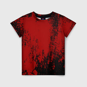 Детская футболка 3D с принтом Red blood в Петрозаводске, 100% гипоаллергенный полиэфир | прямой крой, круглый вырез горловины, длина до линии бедер, чуть спущенное плечо, ткань немного тянется | halloween | брызги красок | брызги крови | картина кровью | красные пятна | кровавая абстракция | кровавые пятна | кровь | пятна краски
